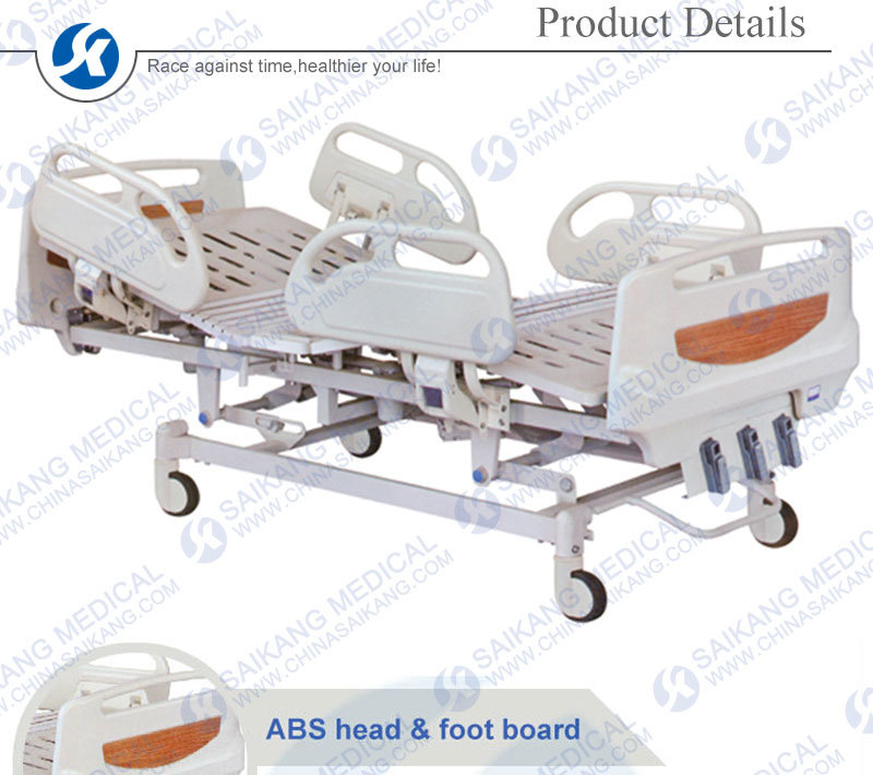 Manual Three Function Adjustable Hospital Crank Medical Bed