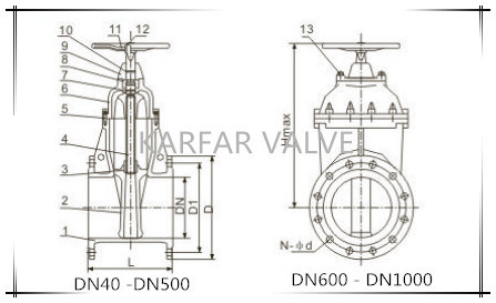 (Z45X) Non Rising Resilient Seat Rubber Coated Wedge Gate Valve