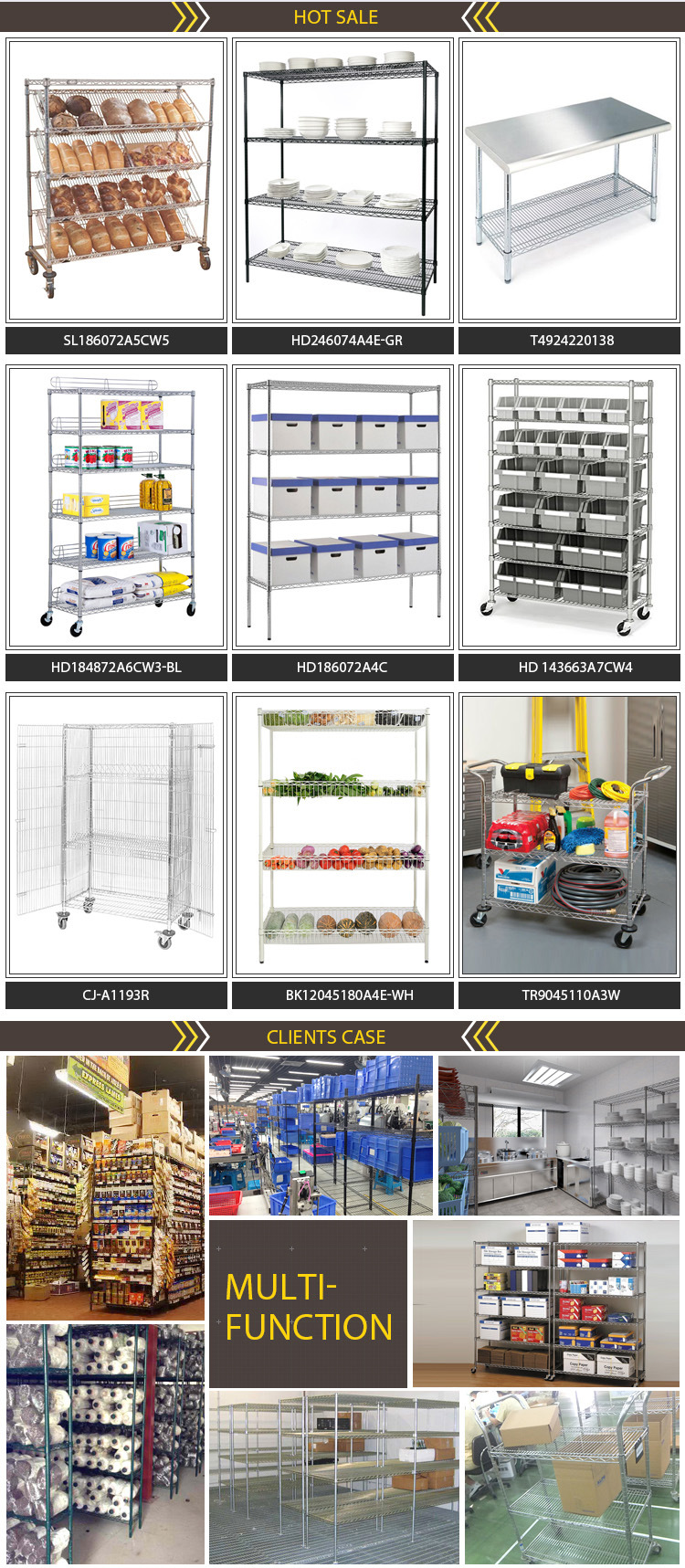 Good Quality NSF 4 Tiers Commercial Chrome Steel Wire Shelving 1500W X 450d