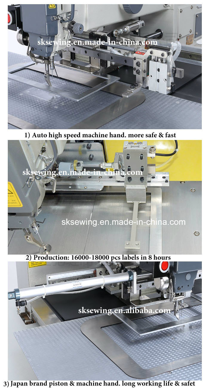 Automatic Slip Feeding Label Velcro Logo Mark Industrial Sewing Machine