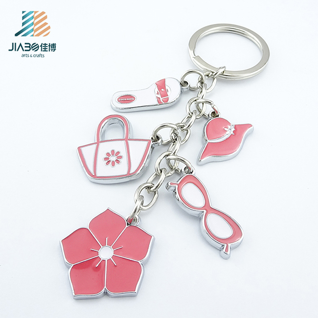 Jiabo Custom Made Metal Shopping Girl Keychain