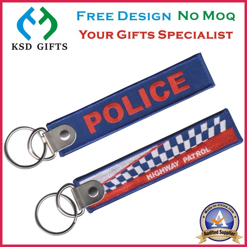 Personalized Bikershop Cheap Embroidery Woven Keychain Manufacturers