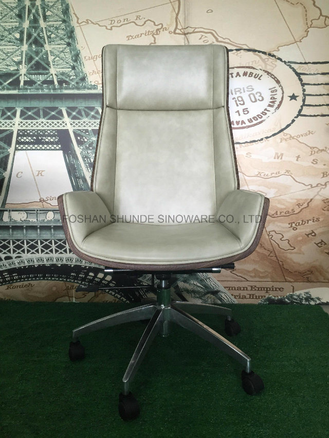 Popular Modern Wood Design Swivel PU Chair