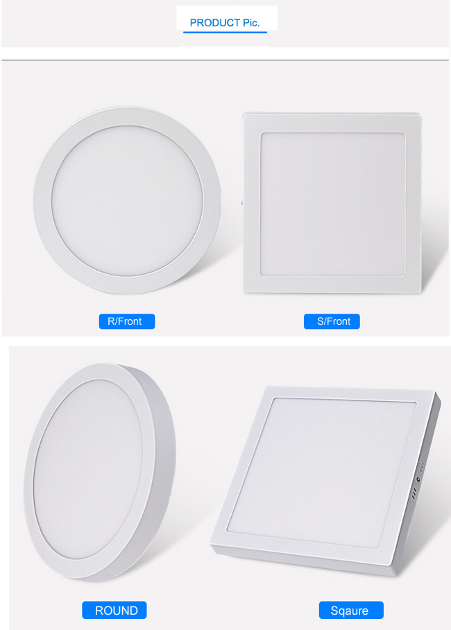 6W 12W 18W 24W 30W 36W 48W Surfaced Round and Square LED Panel