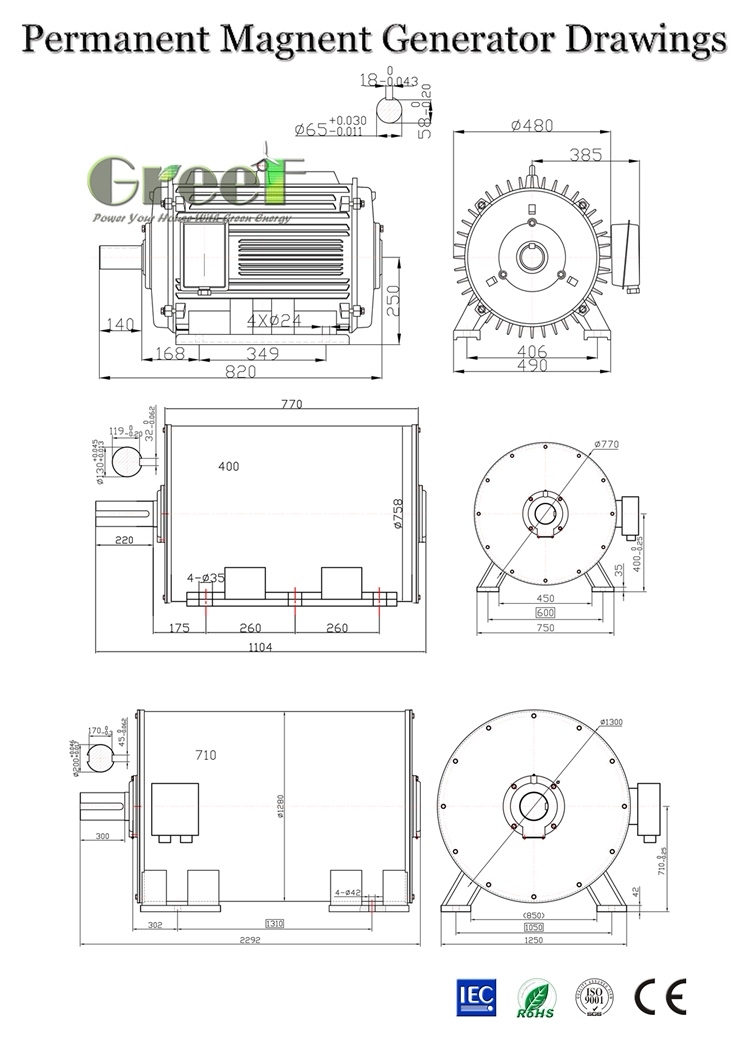 1000kw 750rpm Permanent Magnet Generator Alternator with BV