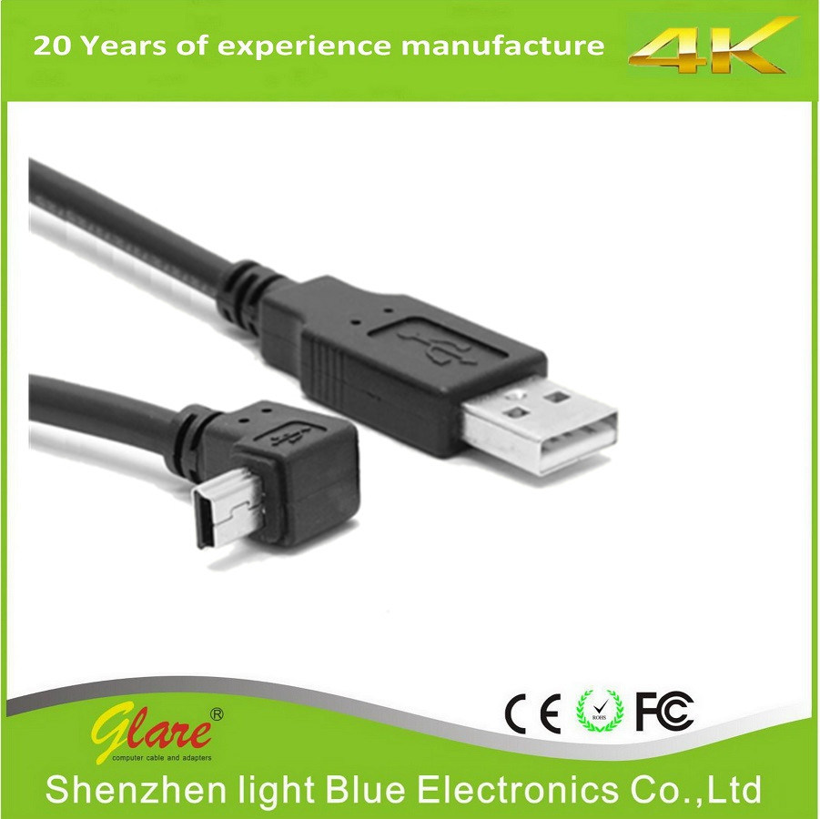 Right Angle Mini USB Male to USB a Male 2.0 Cable