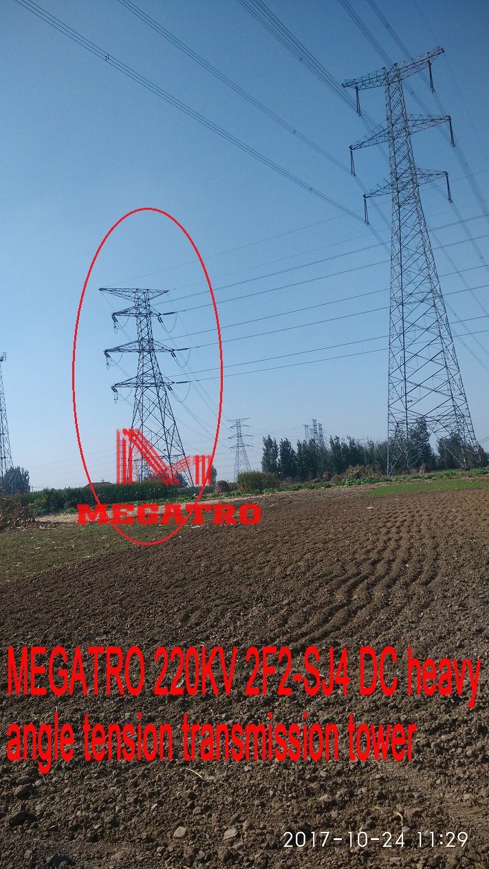 Megatro 220kv 2f2-Sj4 DC Heavy Angle Tension Transmission Tower