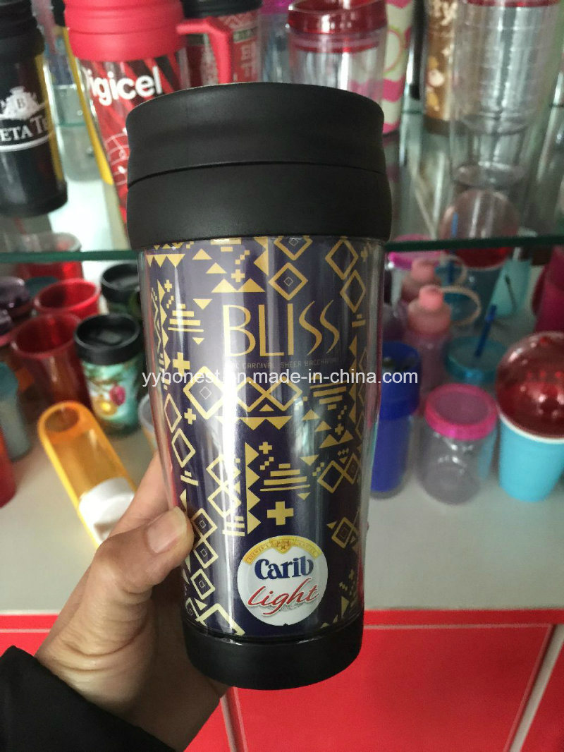 Double Wall Plastic Thermal Coffee Mug with Leak Proof Lid