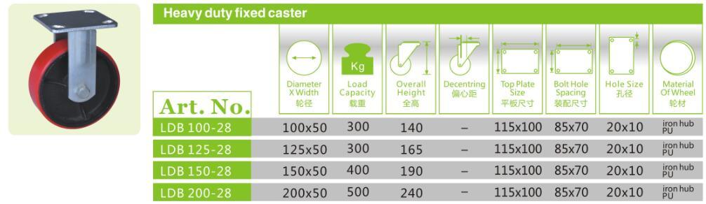 Rigid Heavy Duty Caster with PU Mold on Steel Wheel