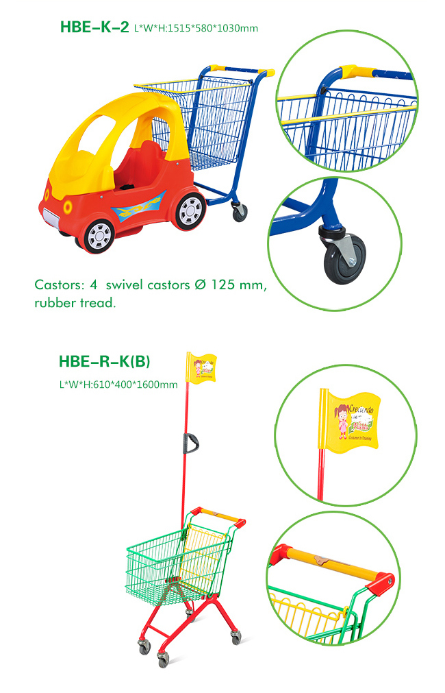 Zinc Galvanizied Supermarket Shopping Center Shopping Carts