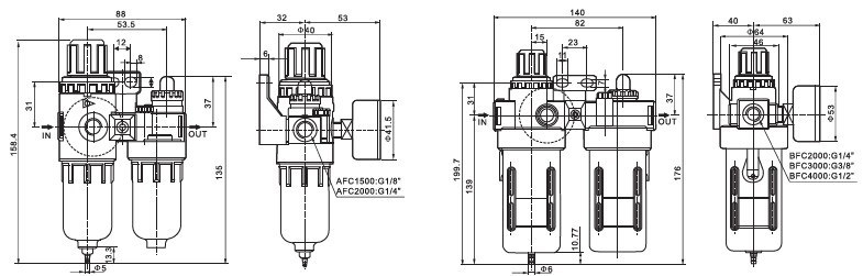 Air Filter Combination-AFC/BFC Series (Airtac FR+L)