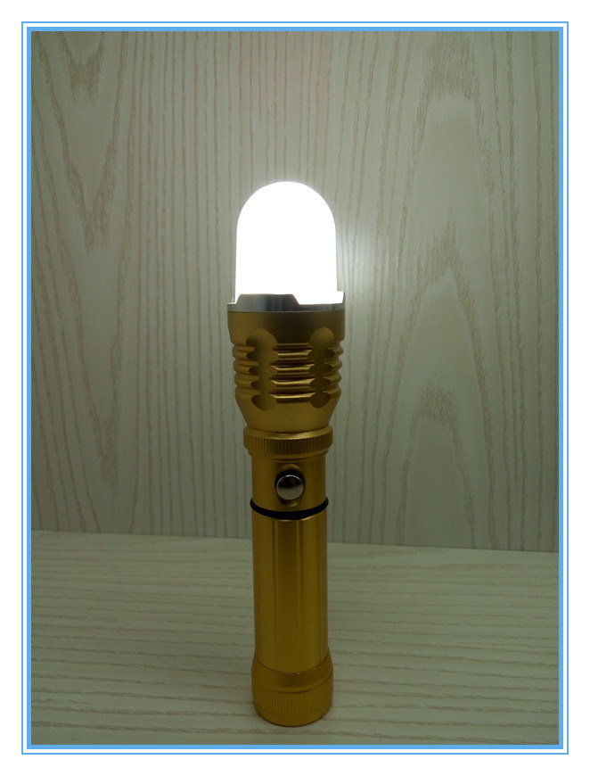 Gold High Power Flashlight with White Cap Rechargeable Torch Light