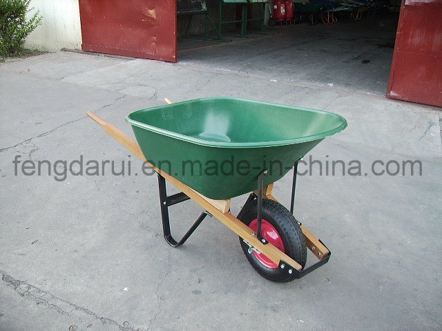 Heaby Duty Plastic Tray Wooden Handle Wheel Barrow (WH6606)