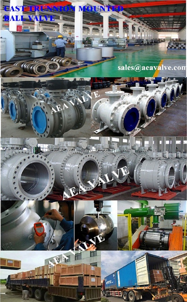 API 6D Cast Steel Split Body Full Bore Trunnion Support Ball Valve with API 608 Anti Statics