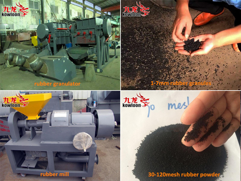 1-3tph Capacity 6mm Finished Rubber Tyre Rubber Crusher