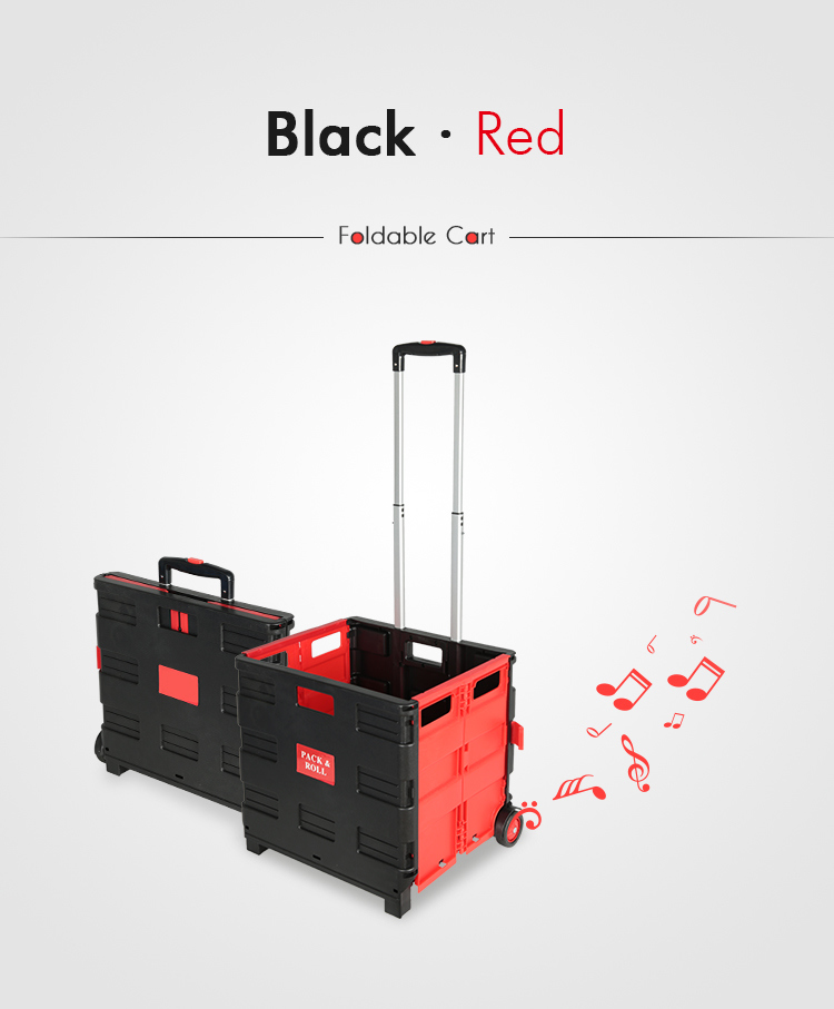 Hand Push Folding Plastic Trolley with Wheels