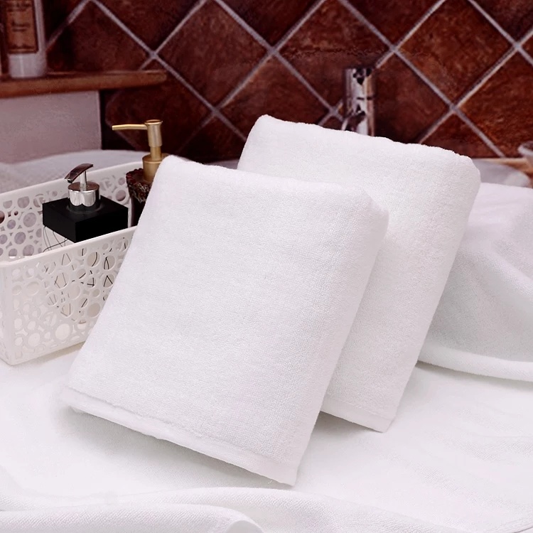 Hotel Textile 100% Cotton Plain White Bath Towel (JRC024)