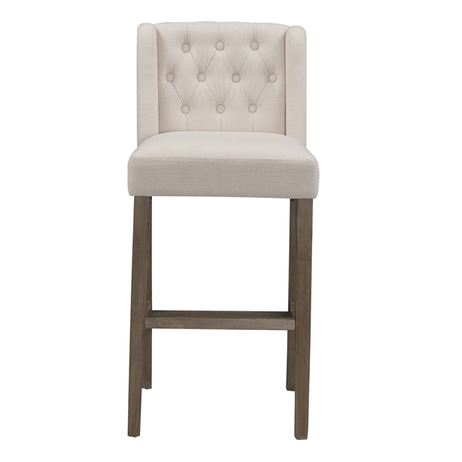 Simple High Wood Bar Stool Fabric Leisure Chair