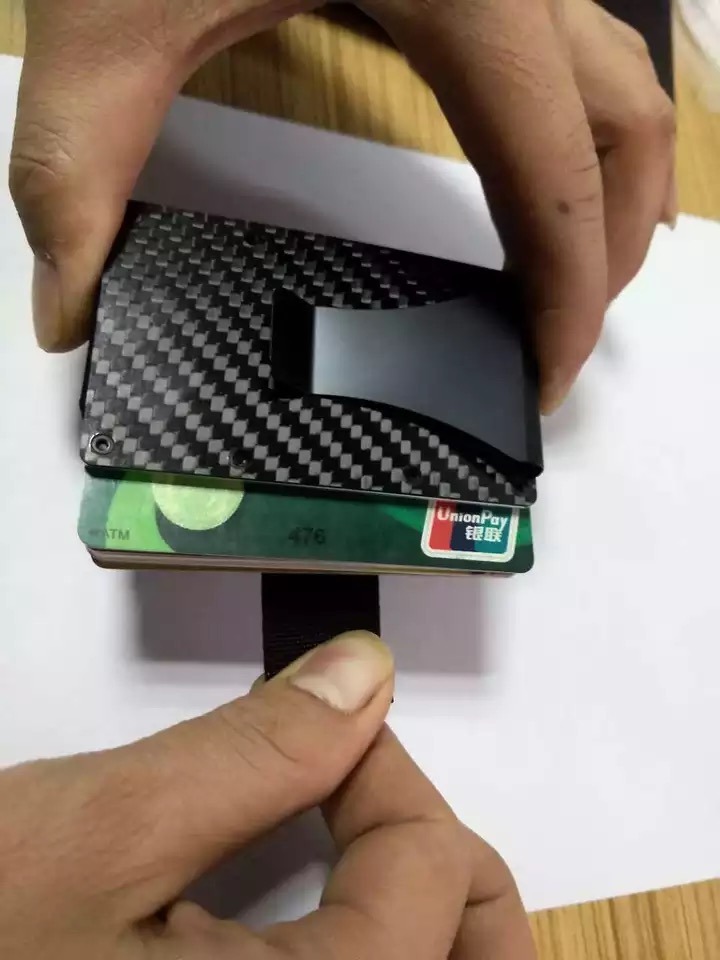 New Pulling Type Carbon Fiber Card Case Credit Card Holder Mini Metal Wallet