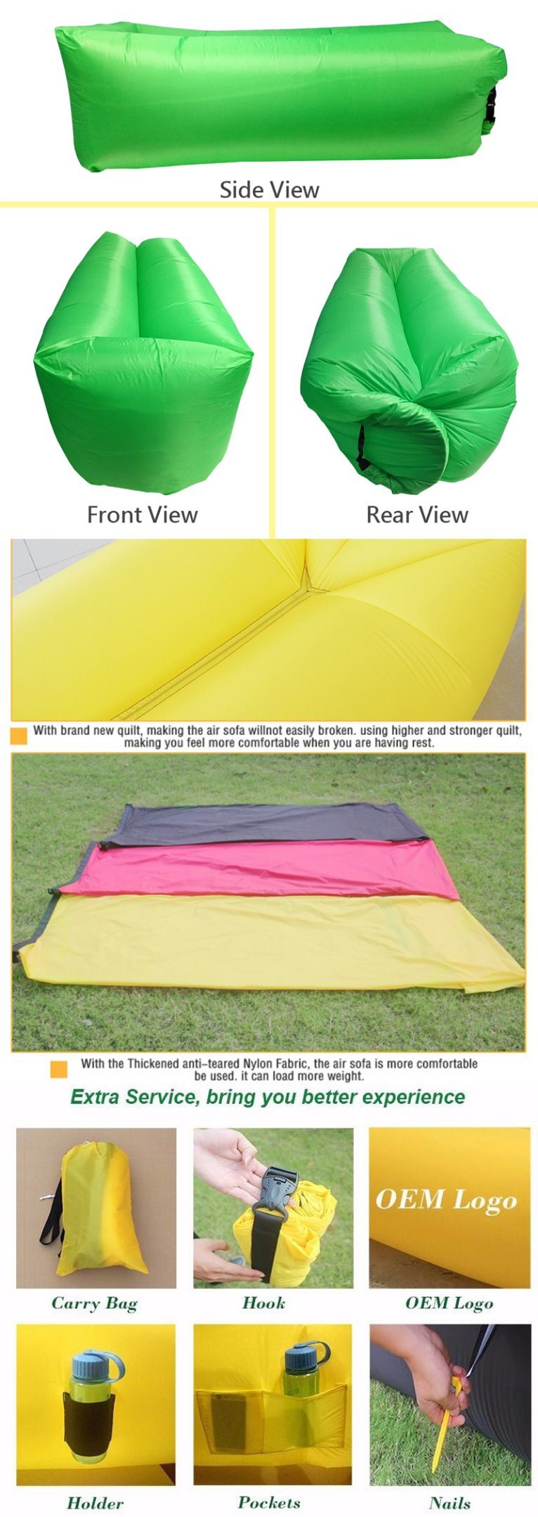 Beach Inflatable Camping Hangout Sleeping Chair Bag