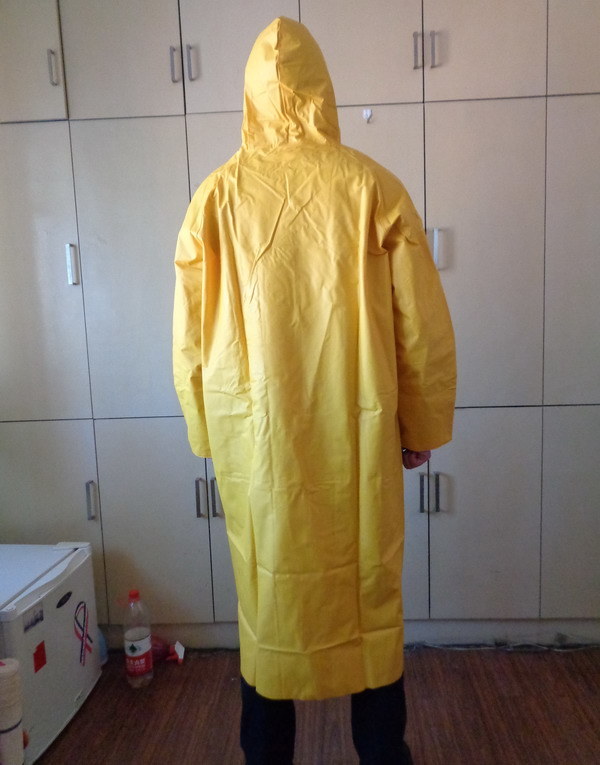 Long Yellow Rainwear Poncho PVC Raincoat