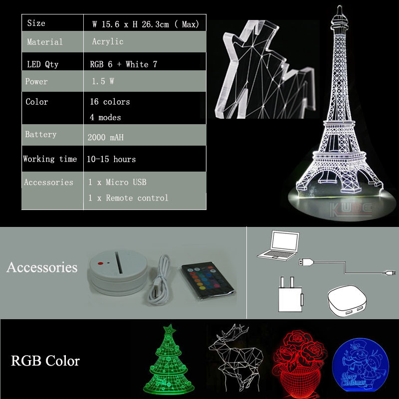 3D Table Lamp Cat Animal Lamp Acrylic Lamp Color Change