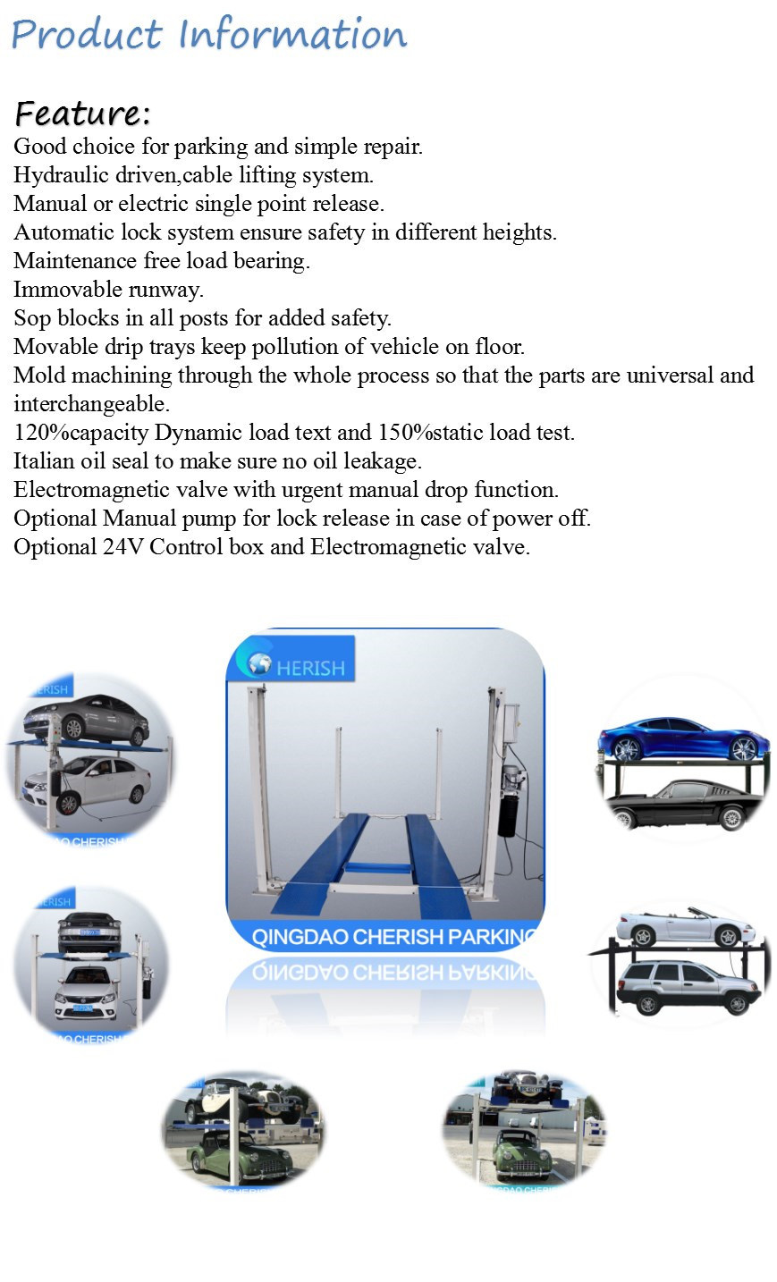 Automatic Vehicle Parking Four Post Car Lift