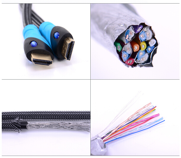 Double Color HDMI Cable with Nylon Braid Support 3D, 1080P