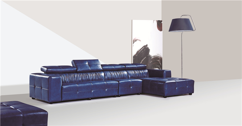 Adjustable Living Room Furniture L Shape Leather Sofa