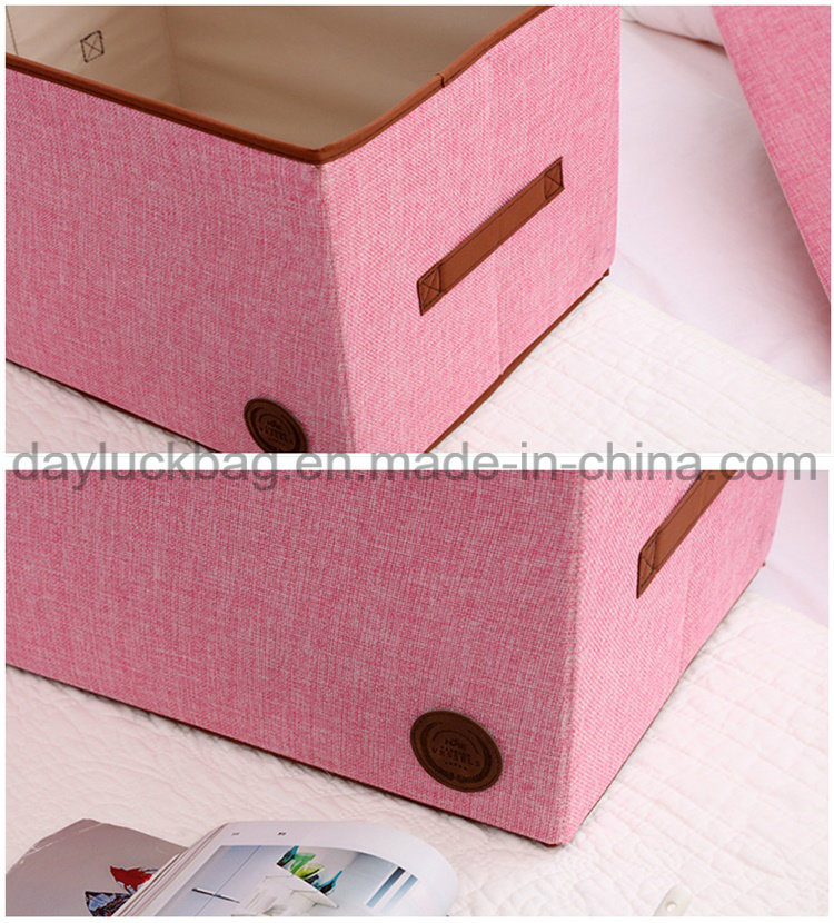 Non Woven Cardboard Cube Fold Pink Large Clothes Storage Box