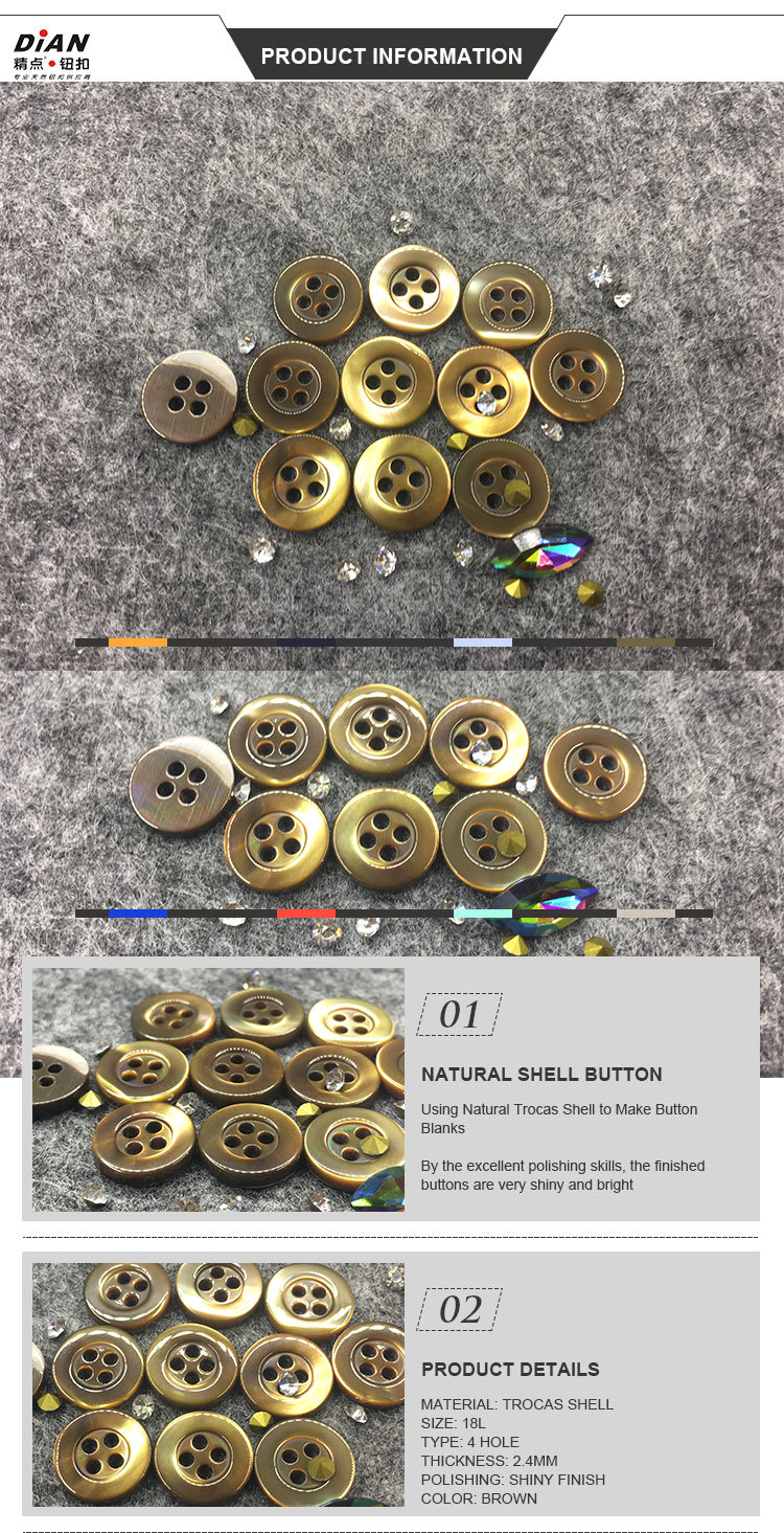 Custom Natural Trocas Shell Buttons for Sale Pearl Buttons for Blouse