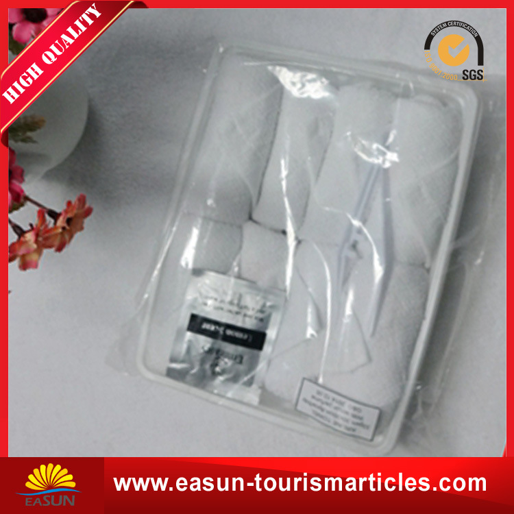 Disposable White Tray Cotton Face Towel for Airline