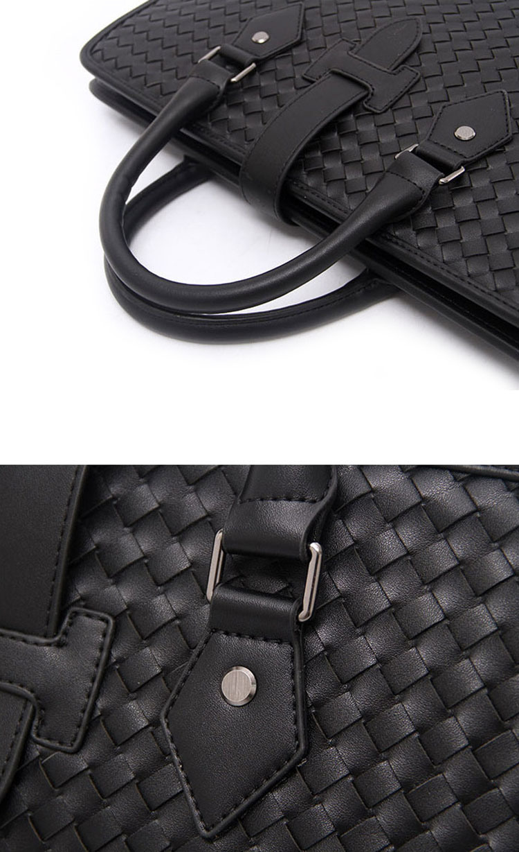 High End Good Quality BV Design Black Leather Men Laptop Briefcase Bag