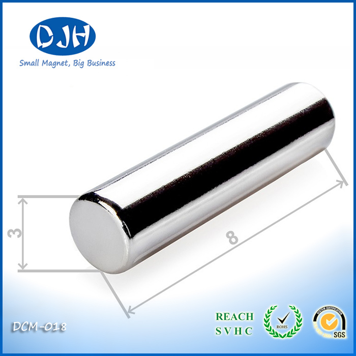 Diameter 3 * Thickness 8 mm Sintered Neodymium Iron Boron Magnets