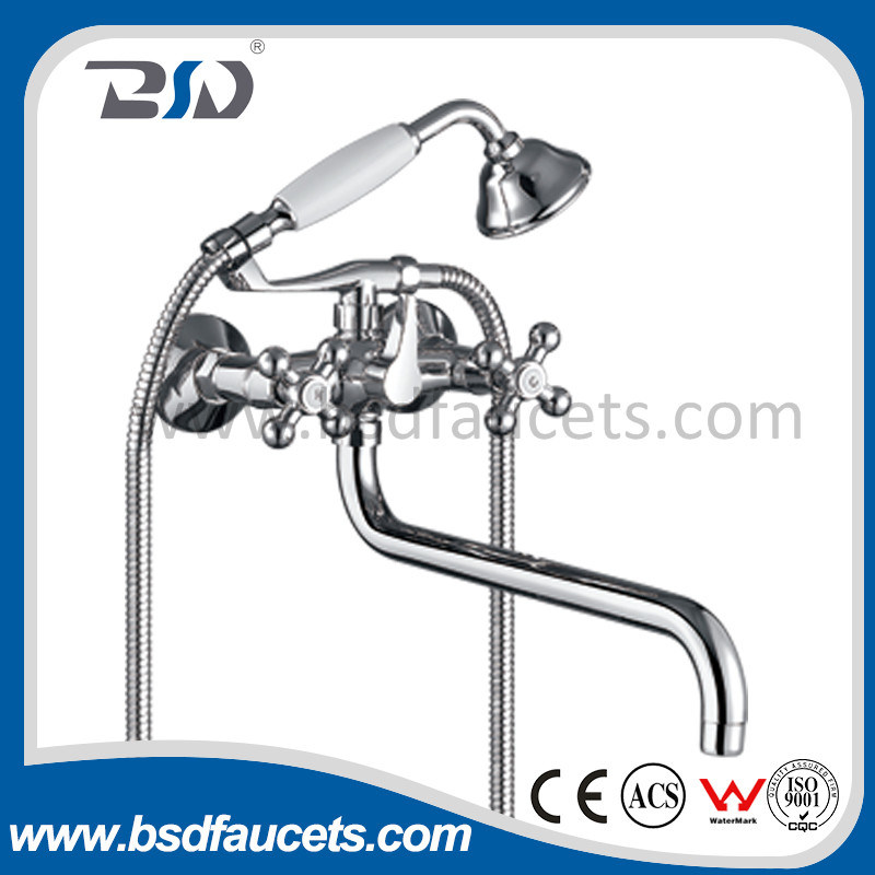 Classic Bath Faucet Chrome Wall Mount Bath&Shower Mixer Faucet