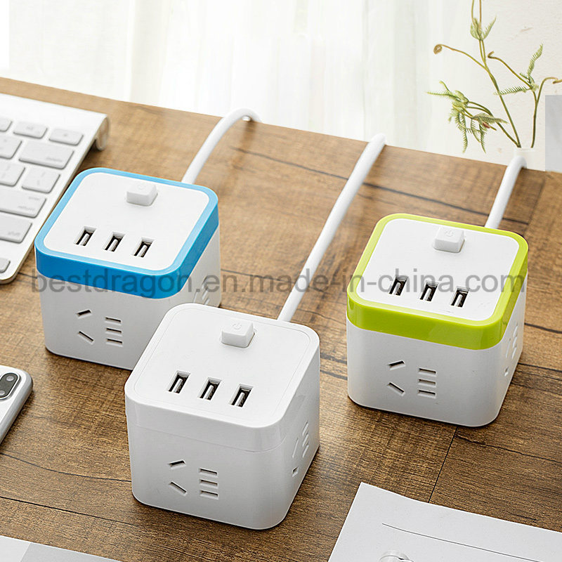 Smart Mini Universal Multi Power Cube Socket Travel Plug with USB