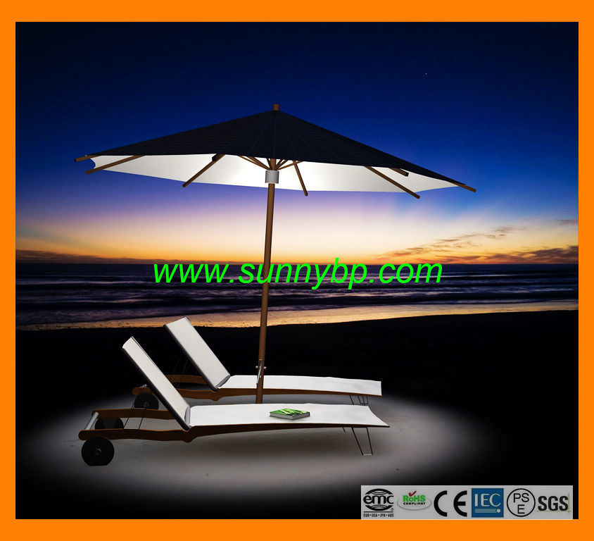 Deluxe Foldable Solar Beach Umbrella with LED Lighting