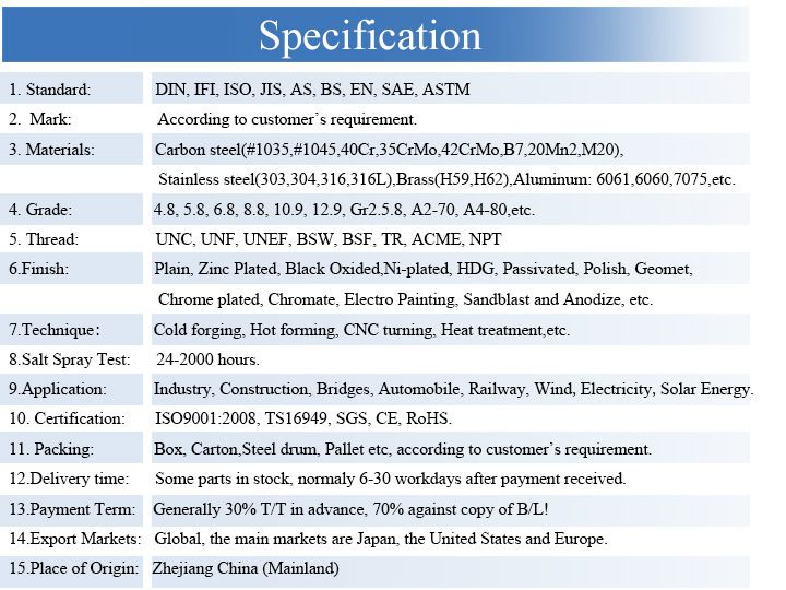 Hardware Manufacturer All Kinds of Stainless Steel Standard and Customized Fasteners