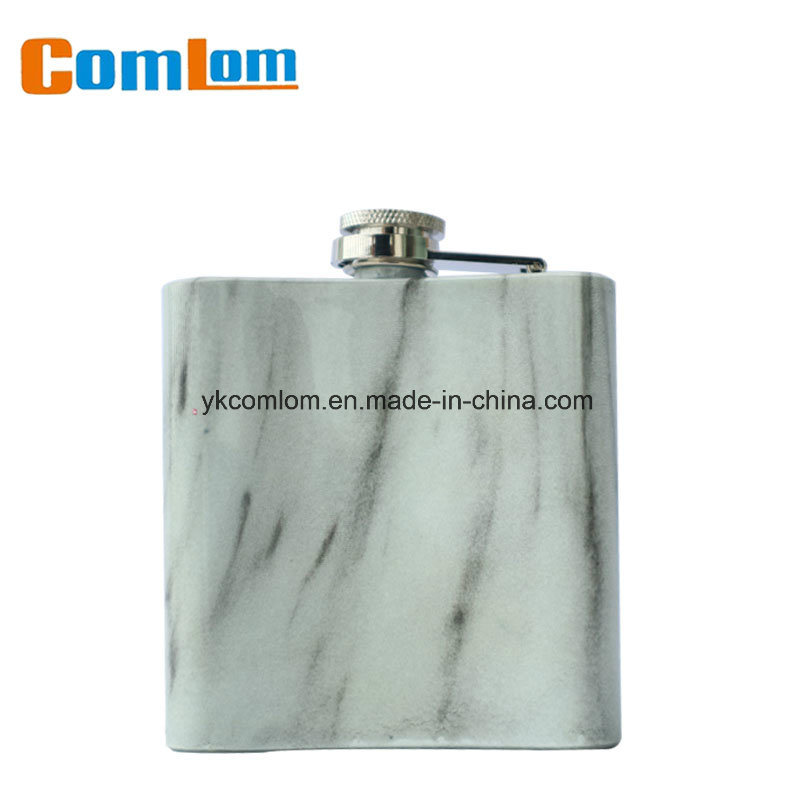 CL1C-HE-1B Comlom Stainless Steel Fashionable Marble Pattern Hip Flask