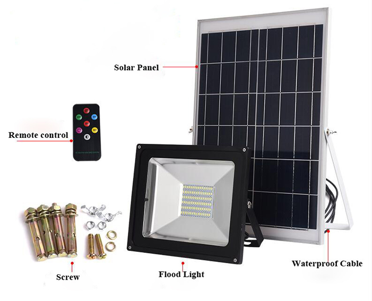 High Power 30W Security Solar Rechargeable Lamp Waterproof LED Garden Flood Light