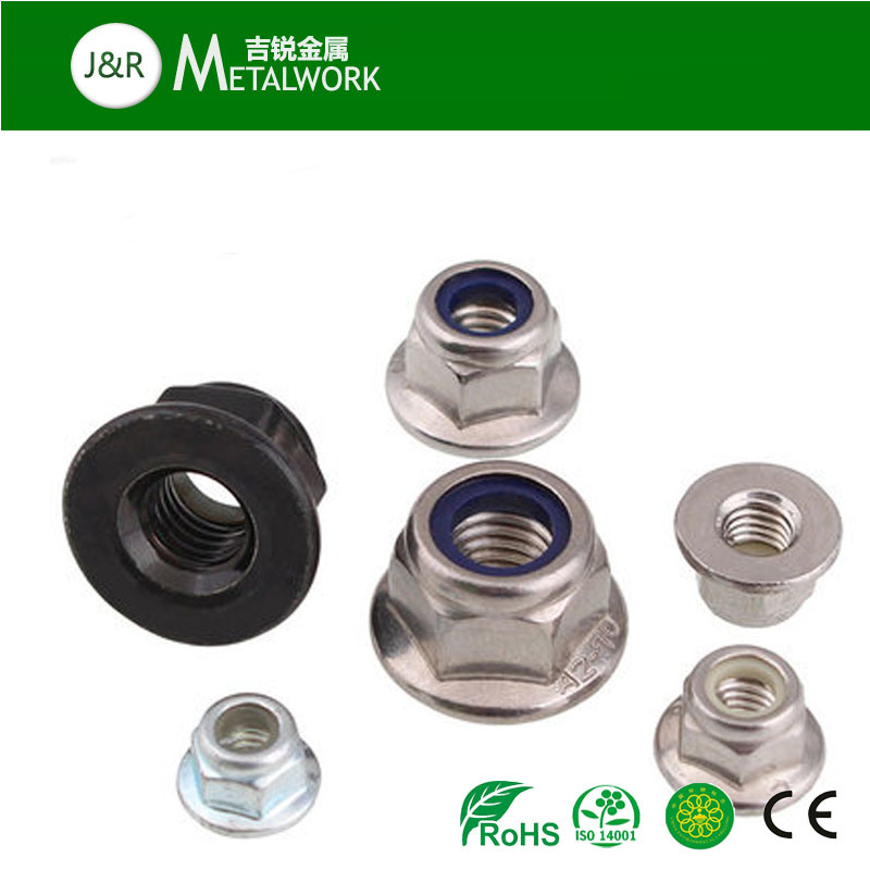 A2 A4 Stainless Steel Hex Flange Nylon Lock Nut (SS304 SS316)