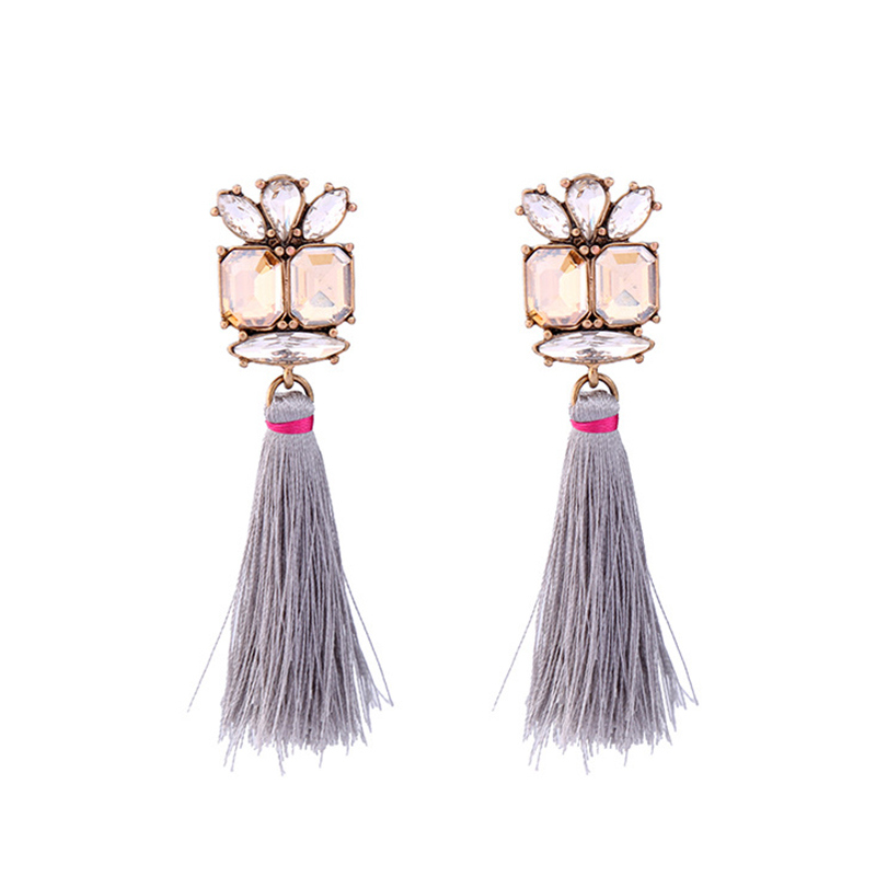 Tassels Gold Fashion Jewelry Stainless Steel Crystal Wedding Earring