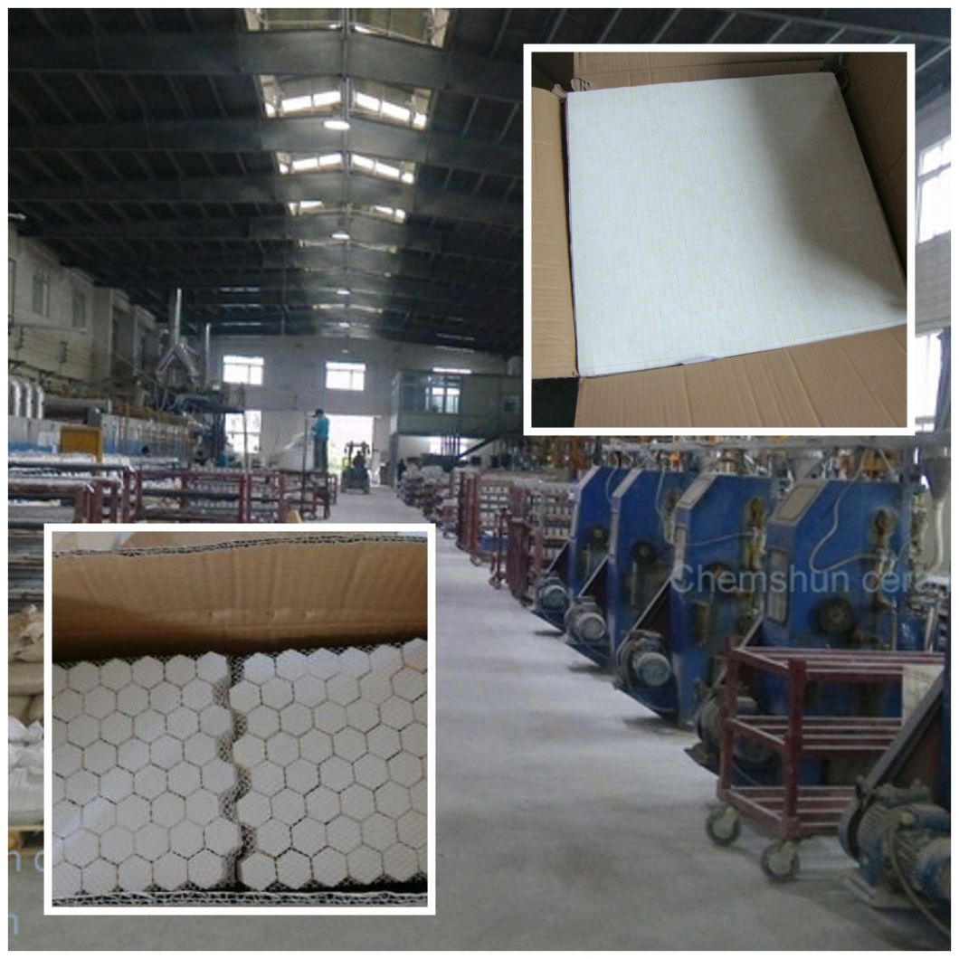 Wear Resistant Ceramic Hexagonal Tile Mat on Sticking on Plastic/Paper/Nylon Net