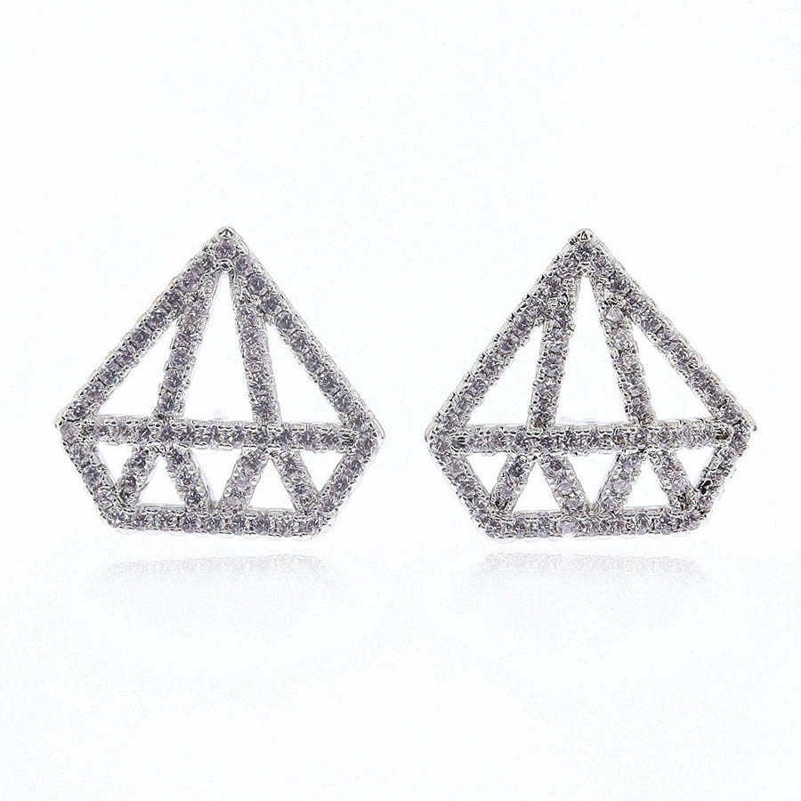 Diamond Shape Micro Pave CZ Earring Custom Party Jewelry