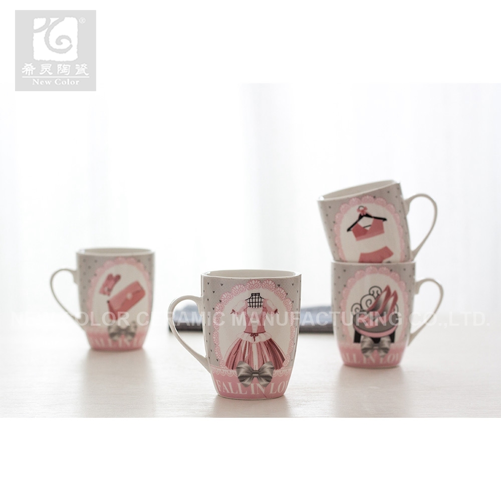 Daily Used 14oz Decal Printing Porcelain Milk Mug Coffee Mug Tea Mug