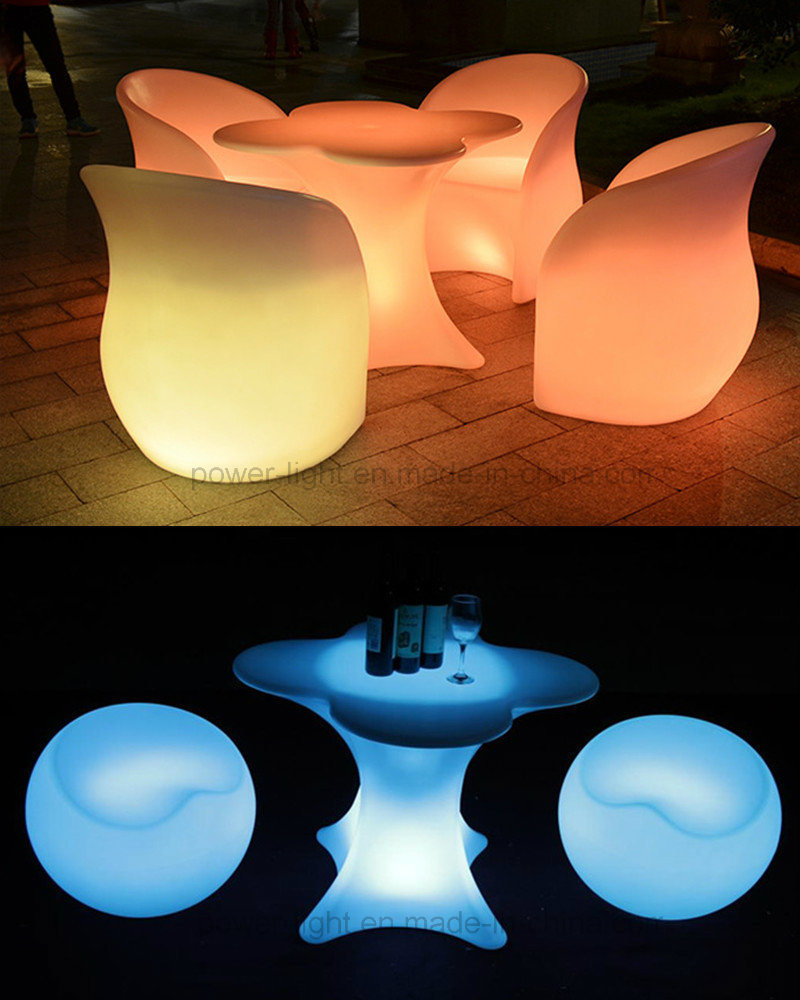 Rotational Moulding Plastic LED Furniture Bar Plum Blossom Table