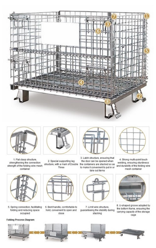 Collapsible Cages Welded Wire Mesh Steel Storage Container