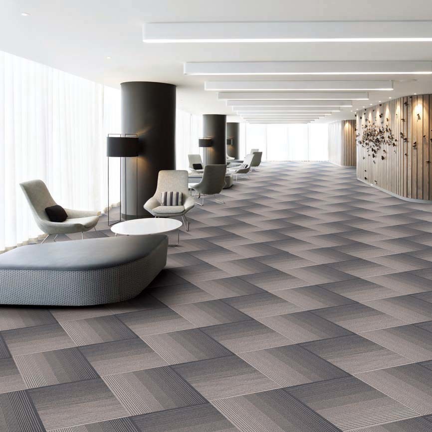 Gradual Change Anti-Slip Tile PVC Carpet for Hotel/Bank/Store/Supermarket Comercial Use