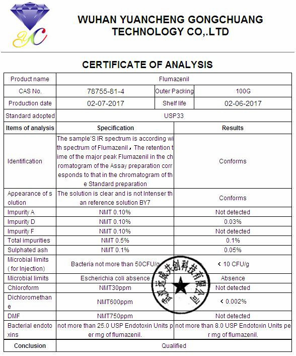 China Factory 99% Purity of Flumazenil Powder CAS 78755-81-4