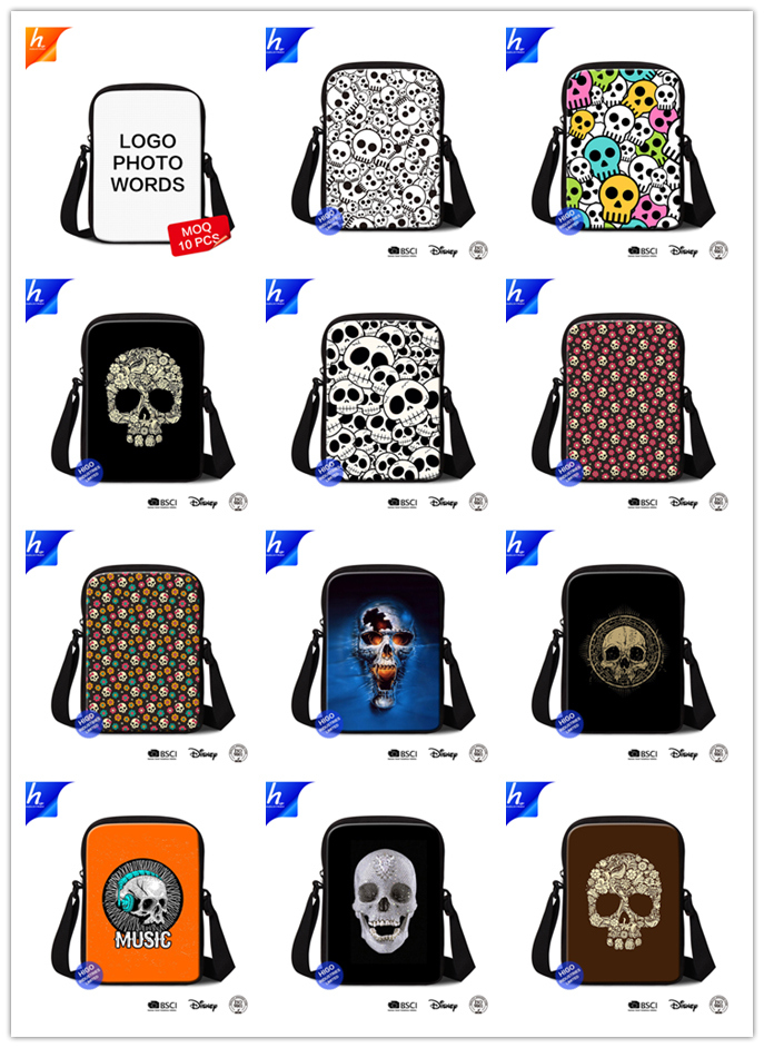 Messenger Bags 3D Printed Skull Cross Body Shoulder Bag